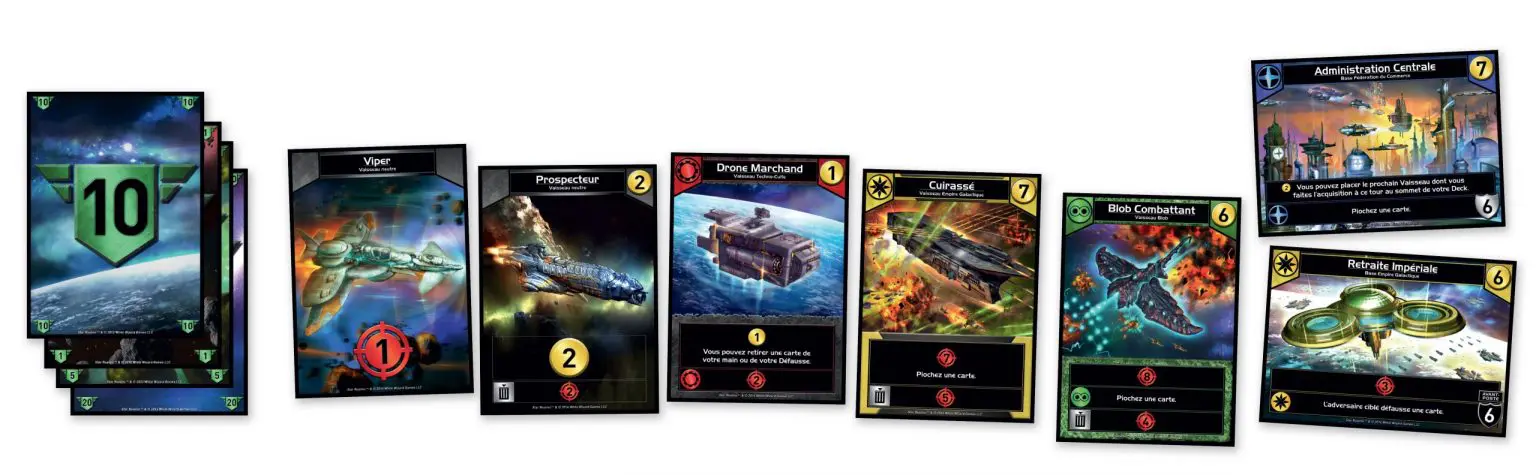 Les cartes du jeu de deckbuilding de Star Realms