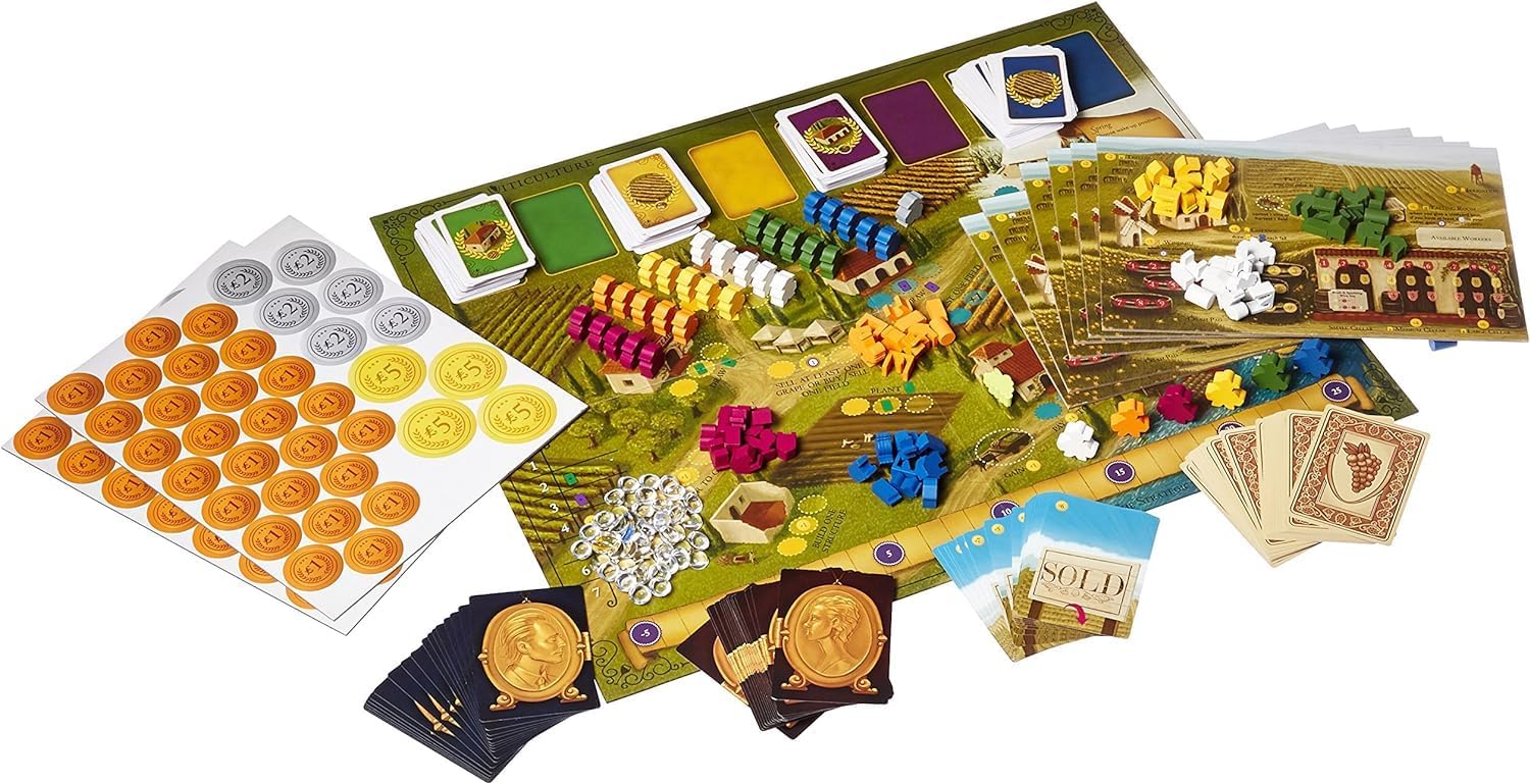 Le matériel du jeu de placement d’ouvriers viticulture